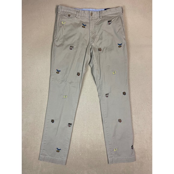 Polo Ralph Lauren Stretch Slim Fit Chino Pants Mens 36x34 Embroidered Khaki - Picture 1 of 15